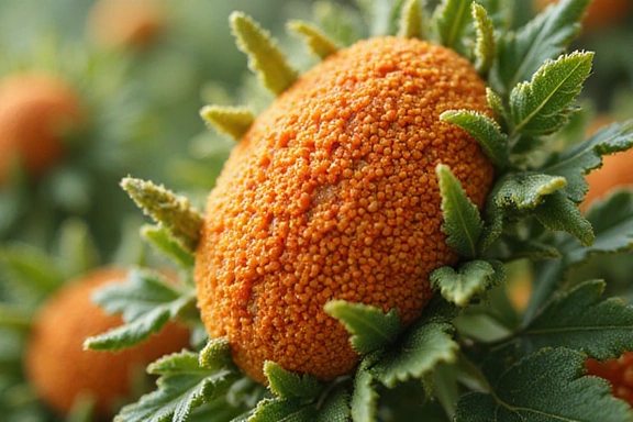 A magnified view of a plant extract, possibly a botanical ingredient for supplements, showing its intricate cellular structure.